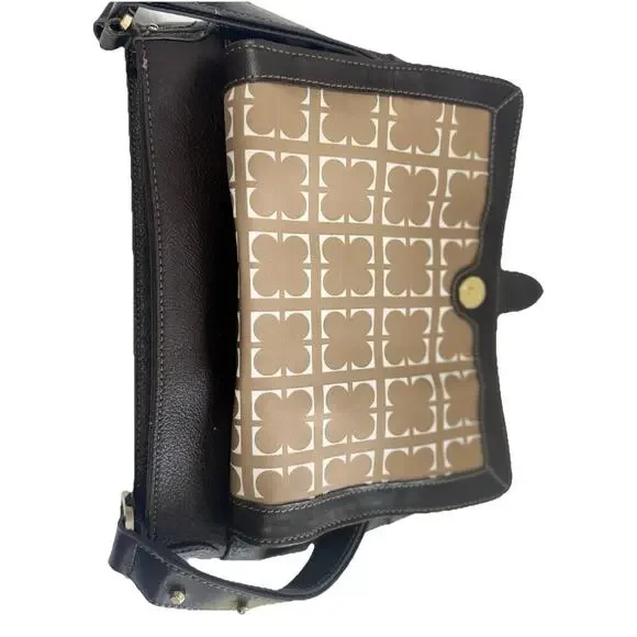 NWOT Liz Claiborne Brown Leather Crossbody plastic on zipper pulls - Picture 7 of 9